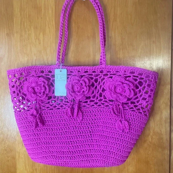 Urban‎ Expressions Vibrant Pink Crochet Tote - Picture 2 of 3